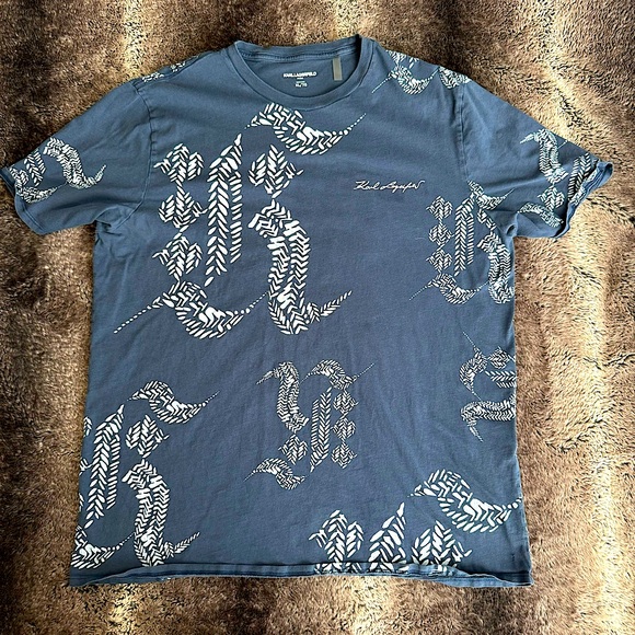 Karl Lagerfeld Blue Short Sleeved T-Shirt - Picture 1 of 7